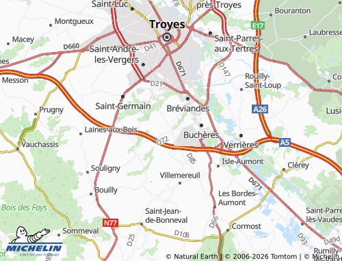 Carte MICHELIN Saint-Léger-près-Troyes - ViaMichelin