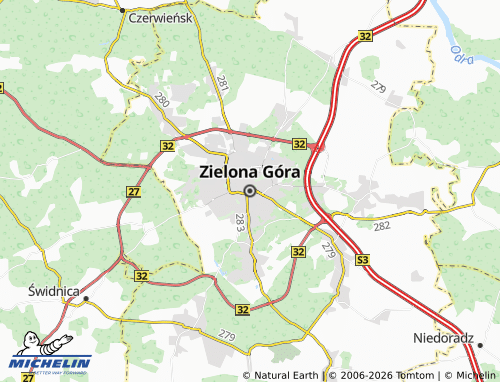 Mapa MICHELIN Zielona Góra - ViaMichelin