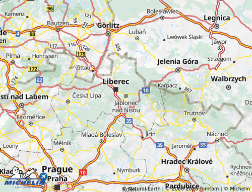 Kaart MICHELIN Jablonec nad Nisou - ViaMichelin