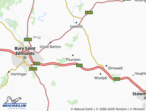 Carte MICHELIN Thurston - ViaMichelin