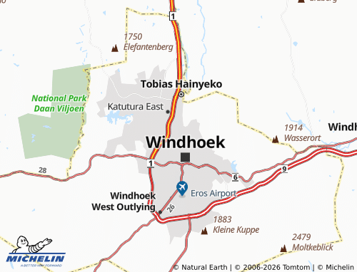 MICHELIN Windhoek North map - ViaMichelin