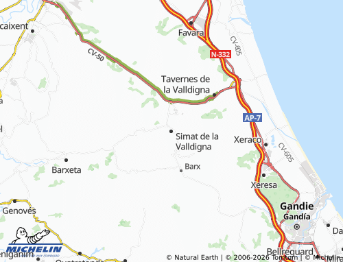 Mappa MICHELIN Simat de la Valldigna - ViaMichelin
