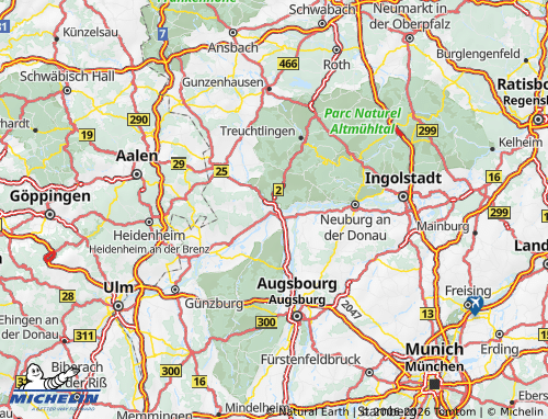 Mapa MICHELIN Danúbio-Ries - ViaMichelin