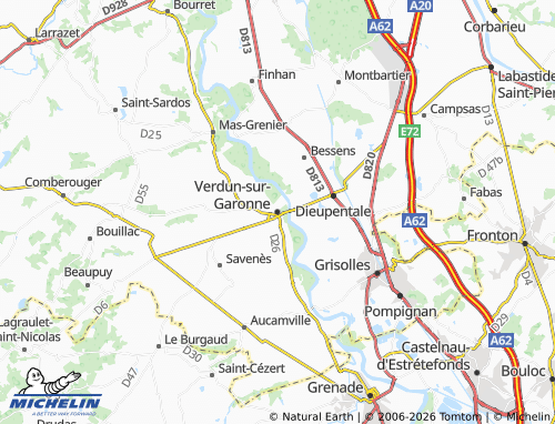 MICHELIN Verdun-sur-Garonne map - ViaMichelin