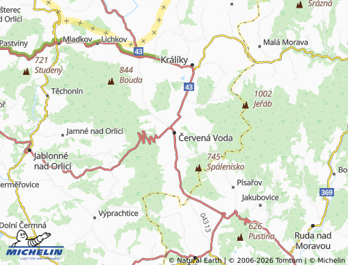 MICHELIN Červená Voda map - ViaMichelin