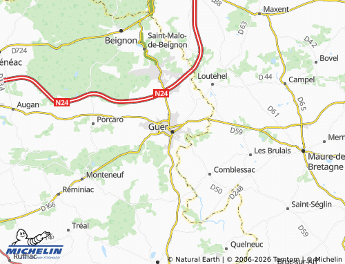 Mappa MICHELIN Guer - ViaMichelin