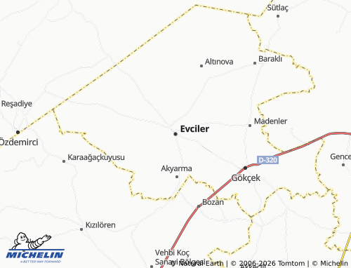 Kaart MICHELIN Evciler - ViaMichelin