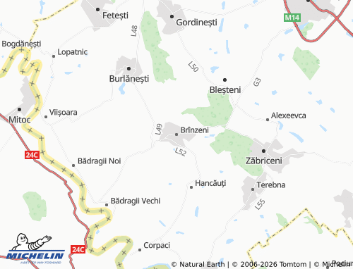 MICHELIN Brînzeni map - ViaMichelin
