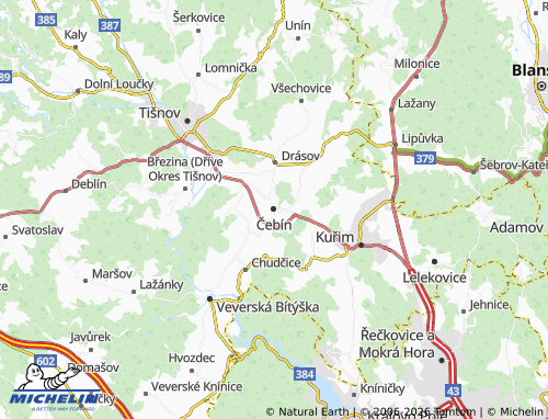 Kaart MICHELIN Čebín - ViaMichelin
