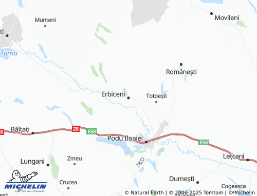 MICHELIN Erbiceni map - ViaMichelin