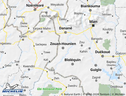MICHELIN-Landkarte Zouan-Hounien - ViaMichelin