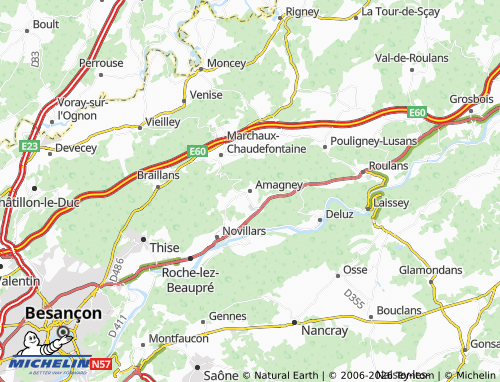 Mappa MICHELIN Amagney - ViaMichelin