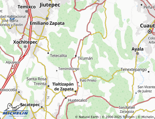 MICHELIN Huertos de Ticumán map - ViaMichelin