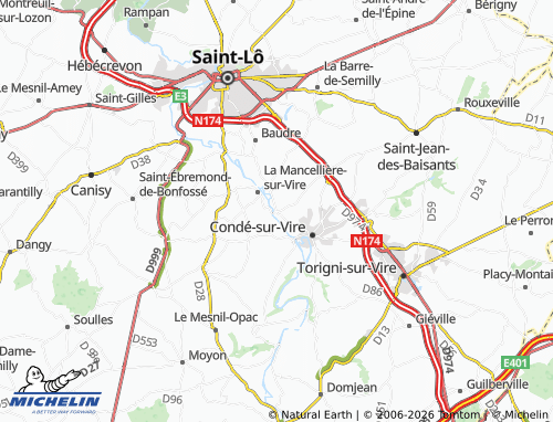 MICHELIN Sainte-Suzanne-sur-Vire map - ViaMichelin