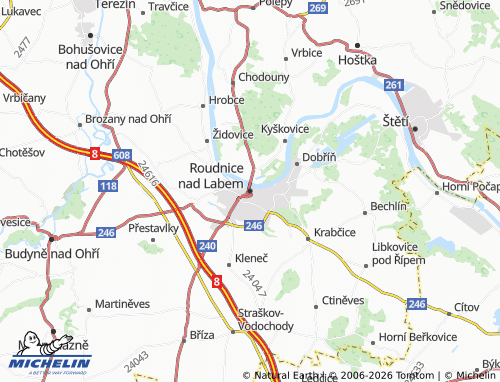Kaart MICHELIN Roudnice nad Labem - ViaMichelin