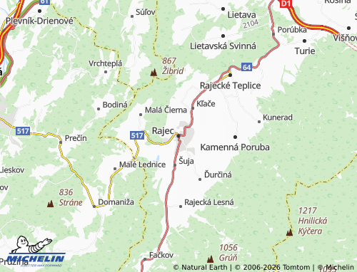 MICHELIN Rajec map - ViaMichelin