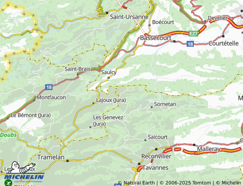 MICHELIN Cerniers de Rebévelier map - ViaMichelin