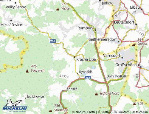 Mapa MICHELIN Krásná Lípa - ViaMichelin