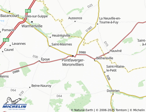 MICHELIN Pontfaverger-Moronvilliers map - ViaMichelin