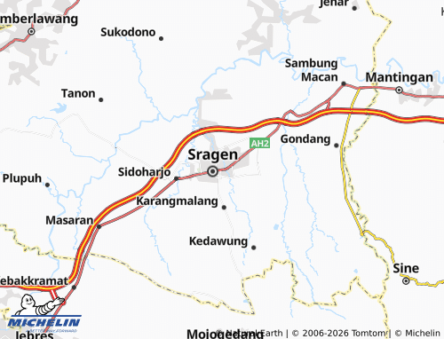 MICHELIN Sragen Tengah map - ViaMichelin