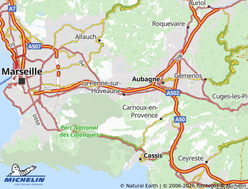 Carte MICHELIN La Penne-sur-Huveaune - ViaMichelin