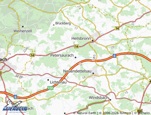 MICHELIN Petersaurach map - ViaMichelin