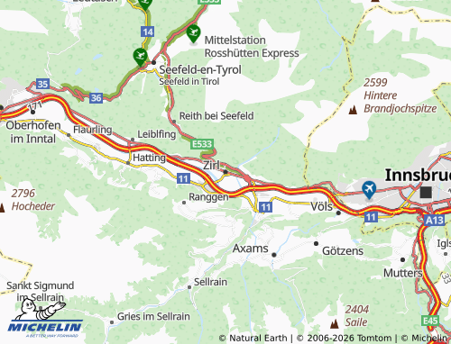 MICHELIN-Landkarte Zirl - ViaMichelin