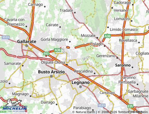 MICHELIN Gorla Minore map - ViaMichelin