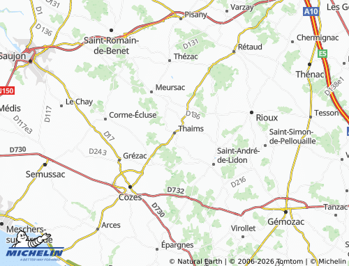 Mapa MICHELIN Thaims - ViaMichelin