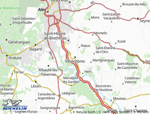 Carte MICHELIN Vézénobres - ViaMichelin