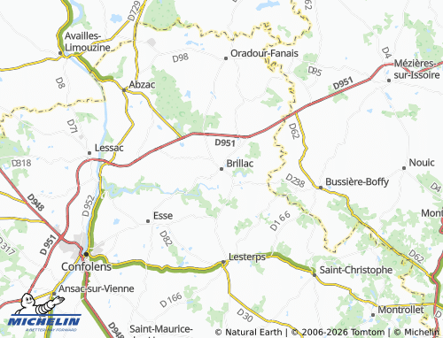 Mapa MICHELIN Brillac - ViaMichelin