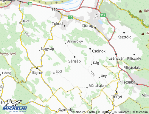 MICHELIN Sárisáp map - ViaMichelin