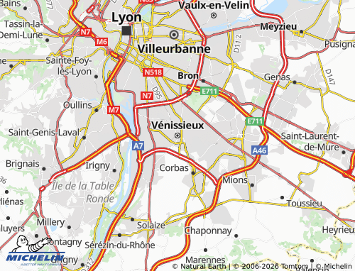 MICHELIN-Landkarte Vénissieux - ViaMichelin