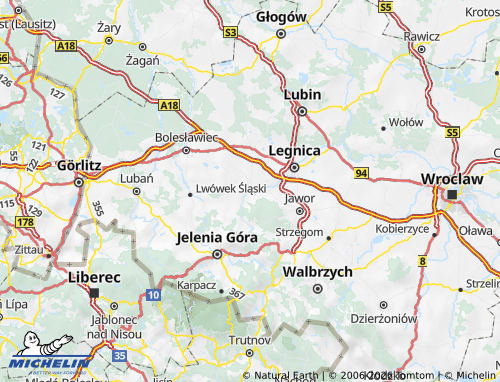 MICHELIN Złotoryjski map - ViaMichelin