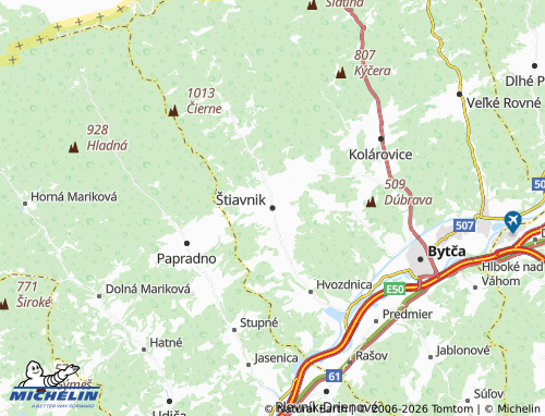 MICHELIN Štiavnik map - ViaMichelin
