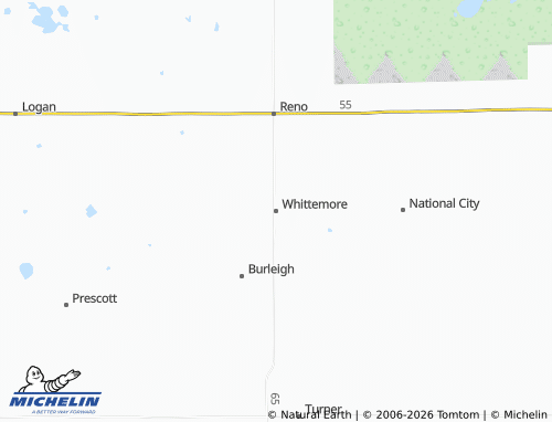 Carte MICHELIN Whittemore - ViaMichelin
