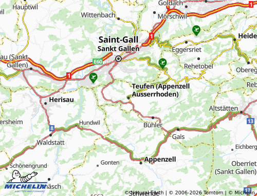 MICHELIN-Landkarte Teufen (Appenzell Ausserrhoden) - ViaMichelin