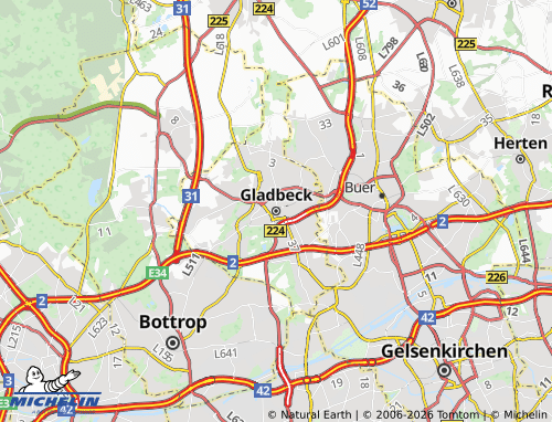 Carte MICHELIN Gladbeck - ViaMichelin