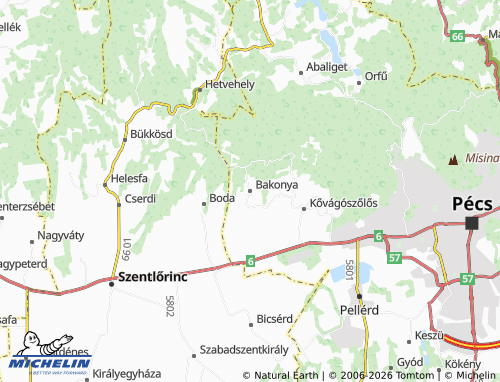 MICHELIN-Landkarte Bakonya - ViaMichelin