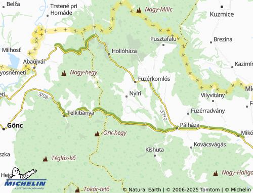 MICHELIN Nyíri map - ViaMichelin