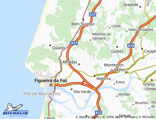 MICHELIN Alhadas de Baixo map - ViaMichelin