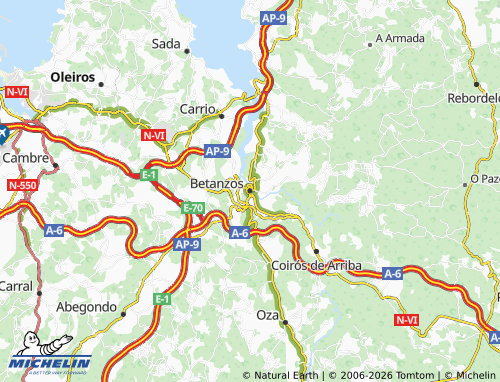 Mapa MICHELIN Betanzos - ViaMichelin