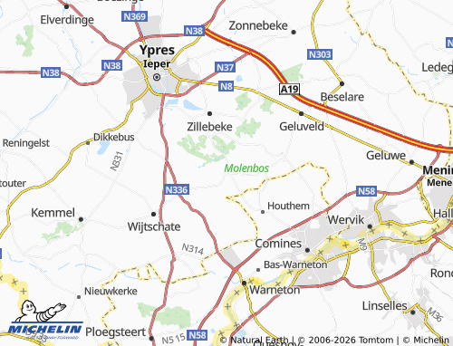 MICHELIN Hollebeke map - ViaMichelin