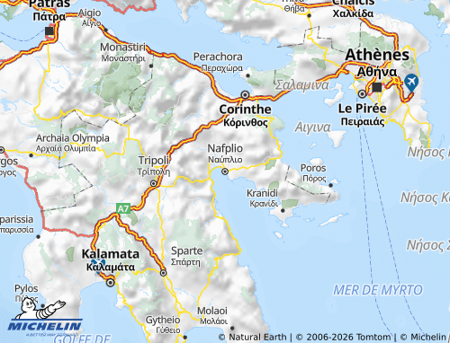 Mapa MICHELIN Argolida - ViaMichelin