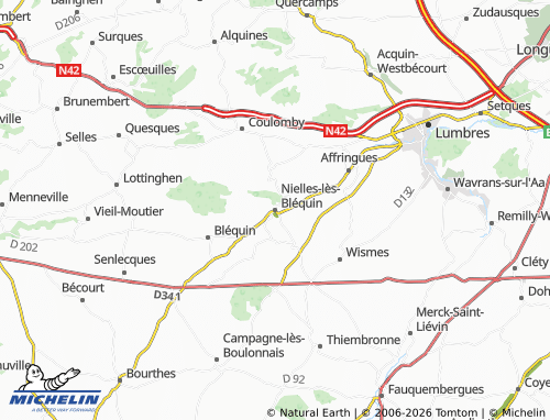 MICHELIN Nielles-lès-Bléquin map - ViaMichelin