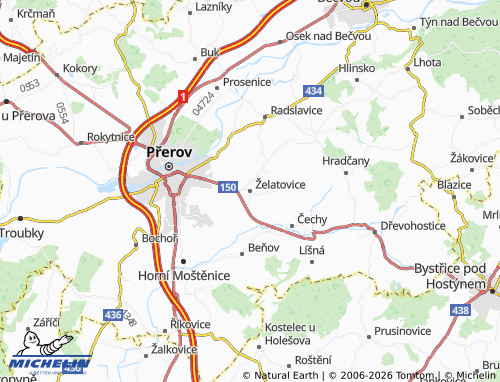 Kaart MICHELIN Želatovice - ViaMichelin
