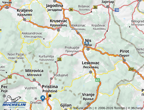 Mapa MICHELIN Toplički - ViaMichelin