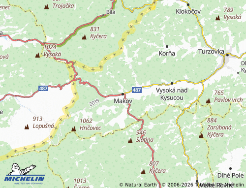 Kaart MICHELIN Makov - ViaMichelin