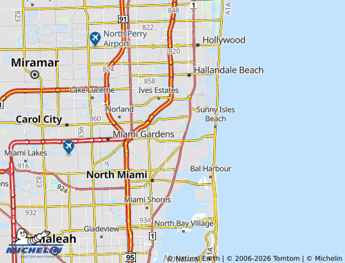 Carte MICHELIN North Miami Beach - ViaMichelin