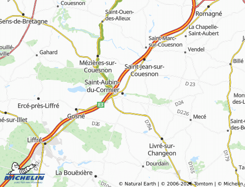 MICHELIN Saint-Aubin-du-Cormier map - ViaMichelin